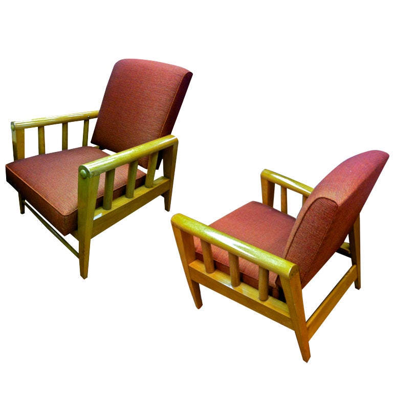 Louis Sognot Pair of Chairs with a Rocking Chair Position For Sale