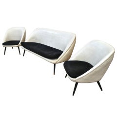 Theo Ruth Vintage Set of 1950s Chairs and Couch in Vinyl