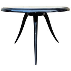 Style of Ruhlmann Black Lacquered and Parchment-Top Coffee Table