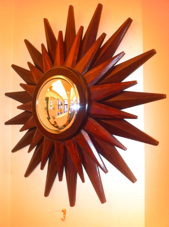 Witch Mirror with Rosewood Sun Rays For Sale 5