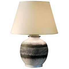 Incised Decorated Ceramic Lamp By Keramos