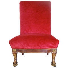 19th Century American Empire Rosewood Slipper Chair with gilt detailing