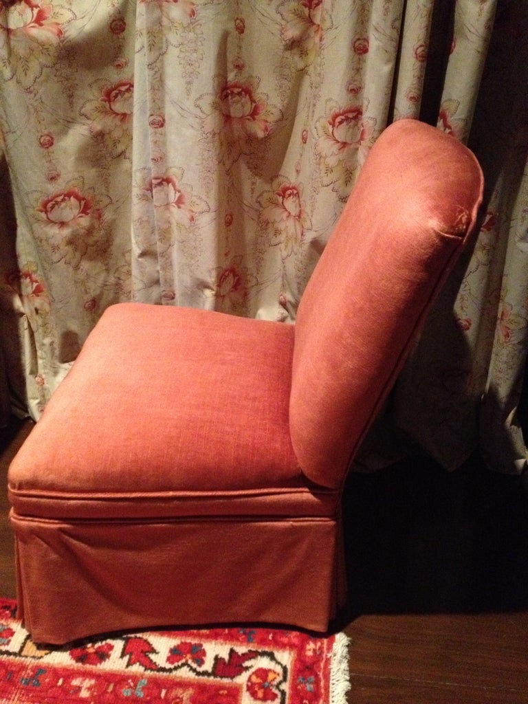 American Pair Vintage Upholstered Slipper Chairs