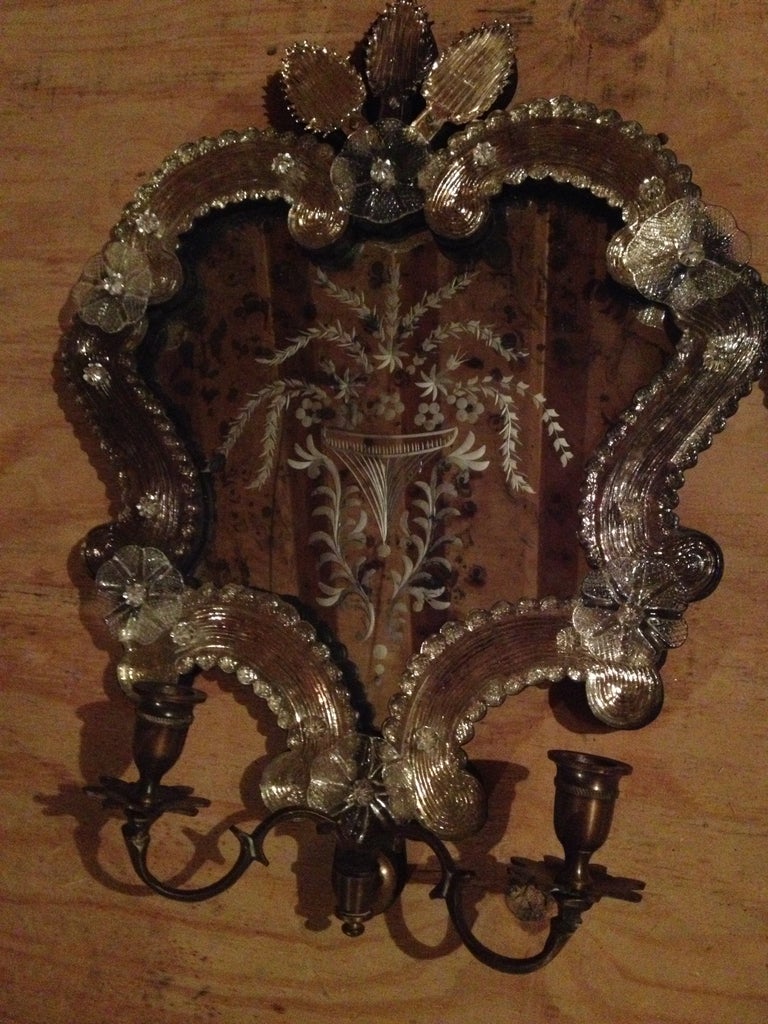 Pair of Etched Mirror Sconces