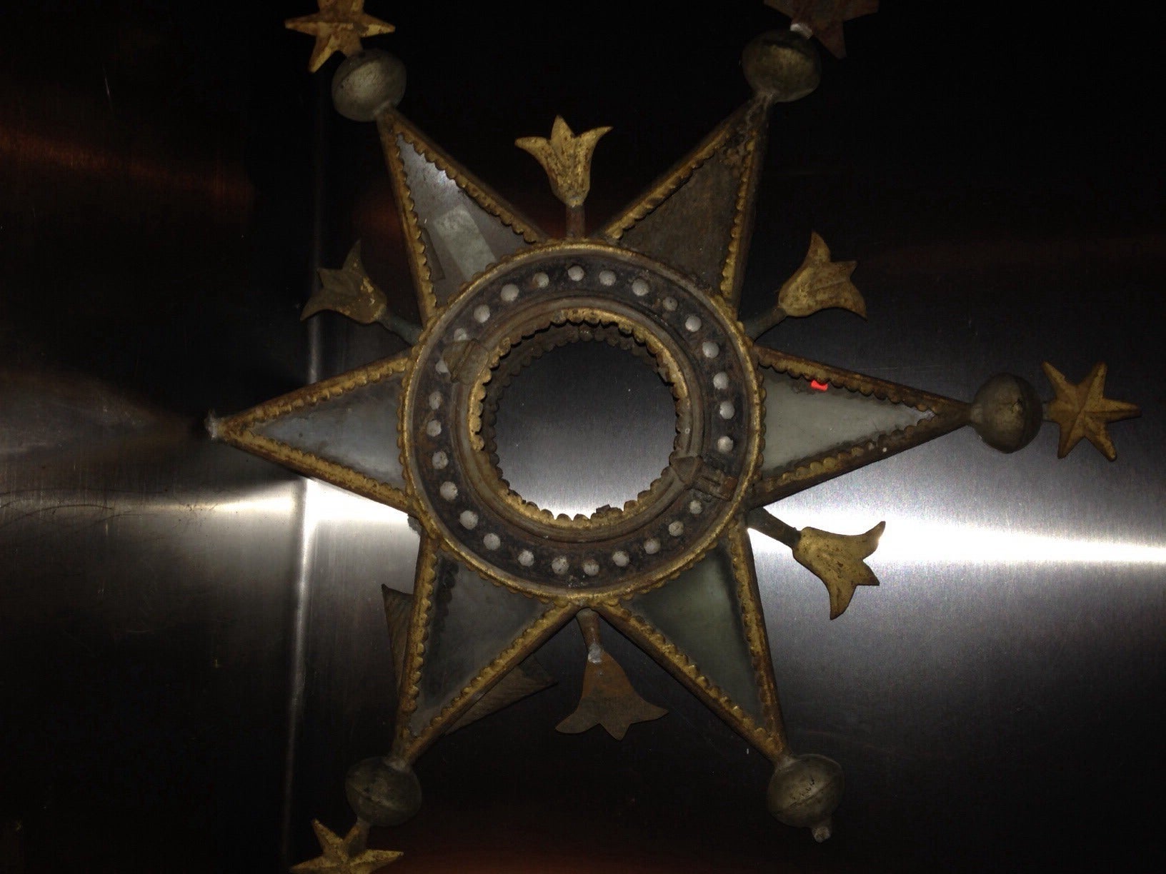 19th Century Spanish Star-Shape Religious Processional Lantern In Fair Condition In Savannah, GA