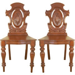 Antique Pair of English Hall Chairs