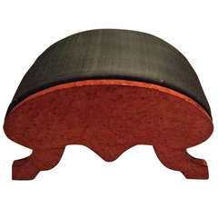 19th Century Biedermeier Burr Walnut Footstool Upholstered in Horsehair