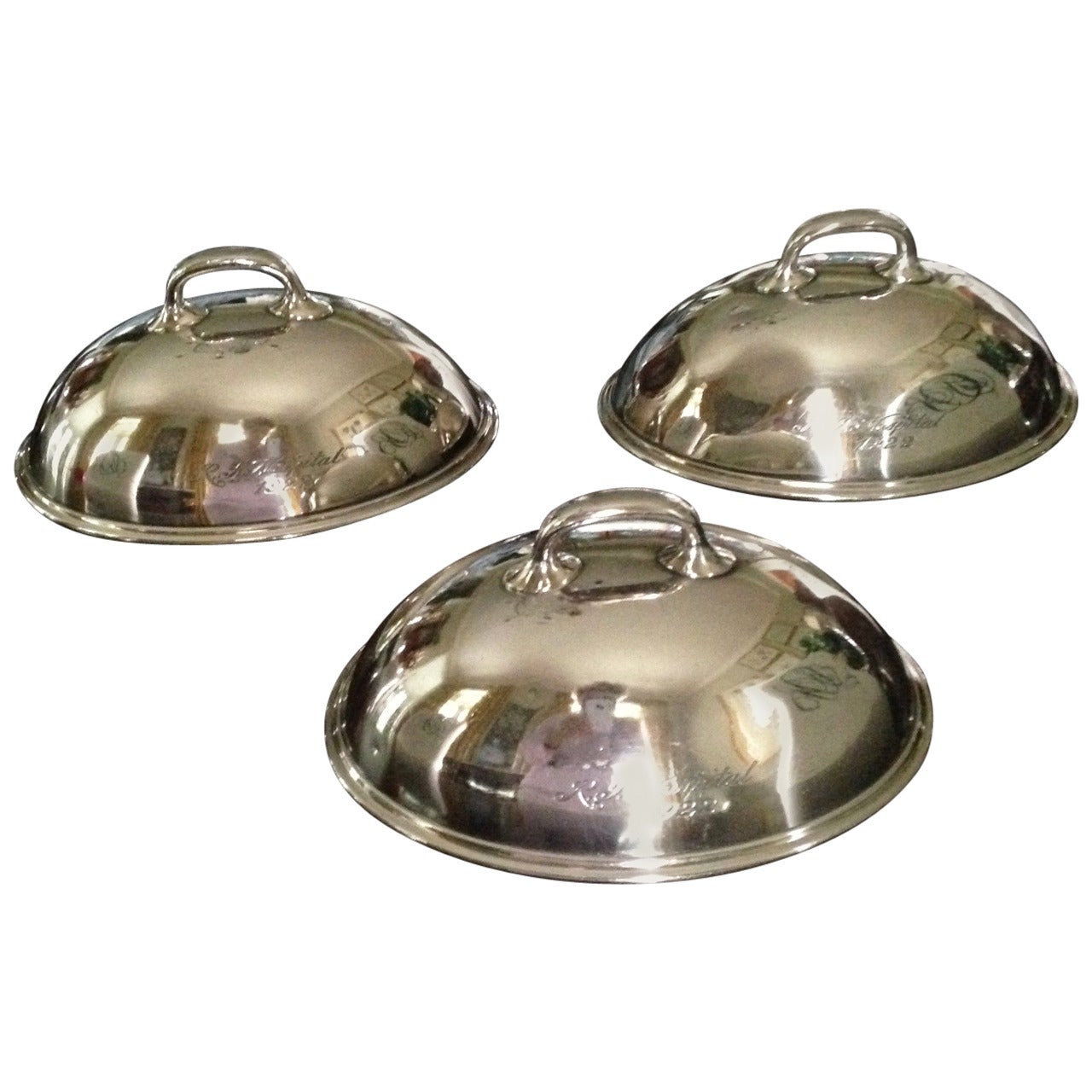 Three Small Silver Dish Covers or Food Warmers, American, 1920s For Sale