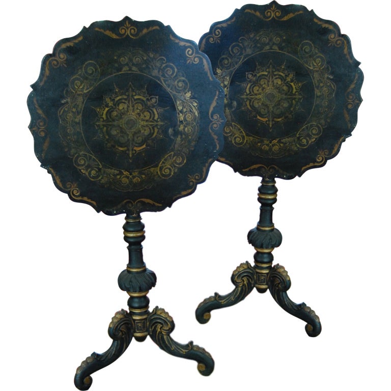Pair of Chinoiserie Swedish Tilt-Top Tables For Sale