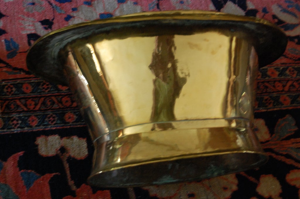 19th Century Large Oval Brass Container For Sale