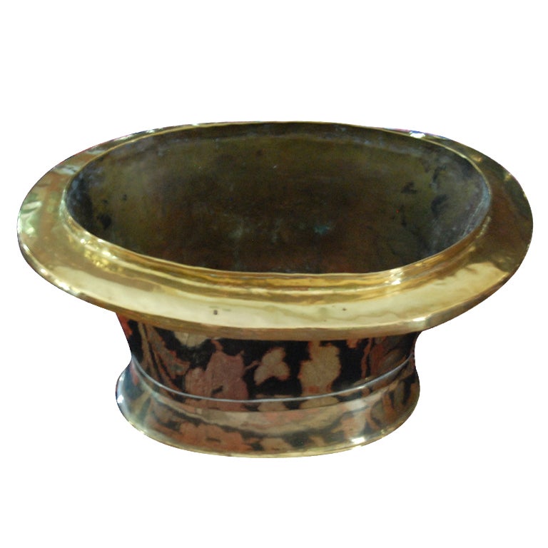 Large Oval Brass Container For Sale