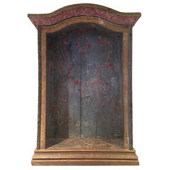 Painted Wood Decorative Showcase for Saint (Santos Niche)