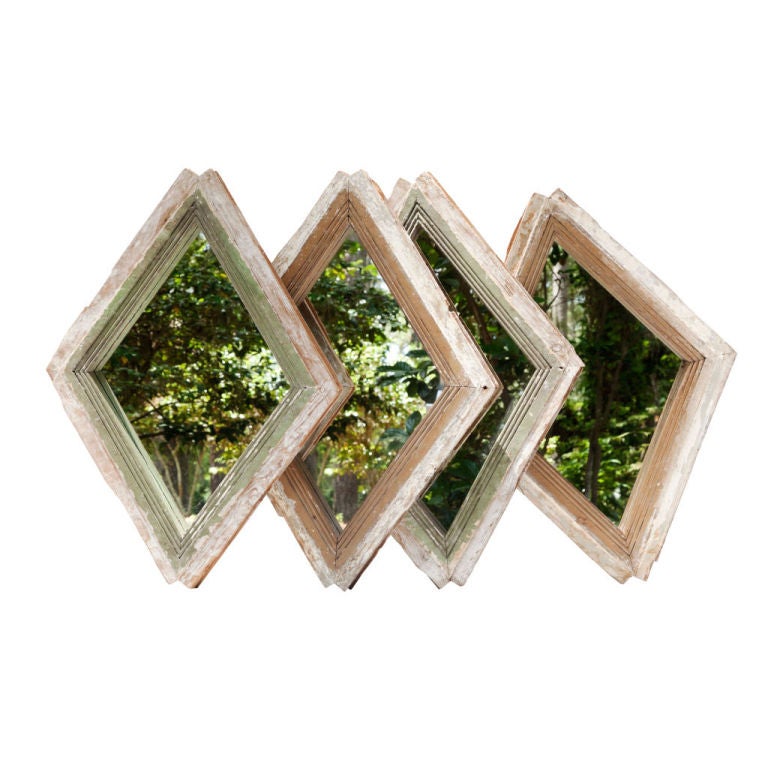 Four French Diamond-Shaped Mirrors For Sale