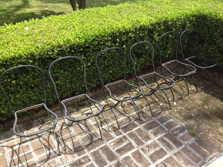 Six French Iron Garden Chairs from Provence In Good Condition In Savannah, GA