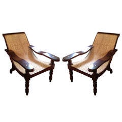 Antique Pair Anglo-Indian Colonial Planter's Chairs