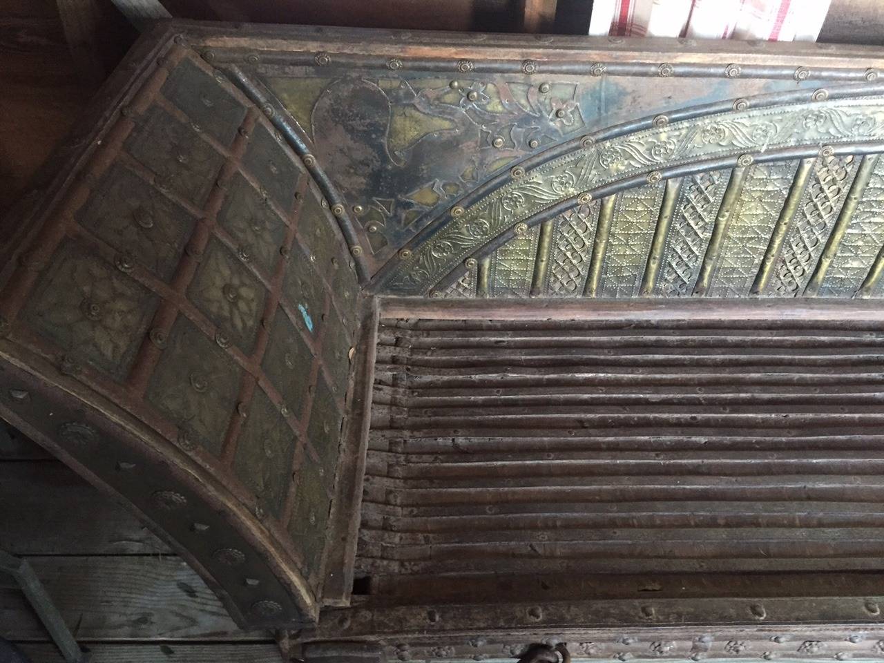 19th Century Brass and Wood  Sofa or Bench from British Raj Period