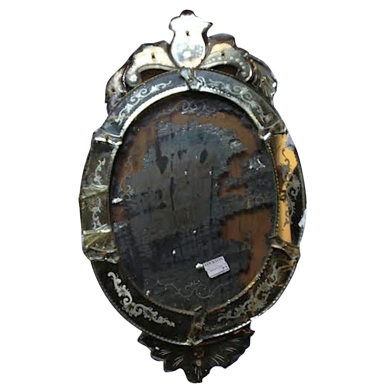 19th Century Venetian Glass Oval Mirror For Sale