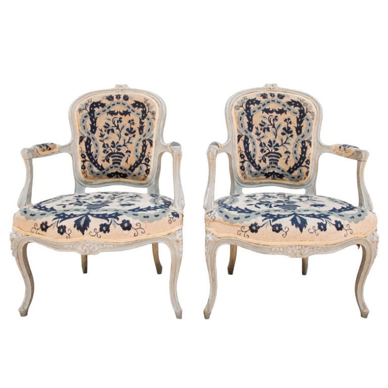 Pair of French Needlepoint Fauteuils For Sale