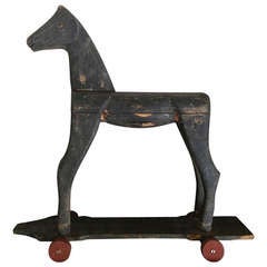Antique Primitive French Carved Toy Horse