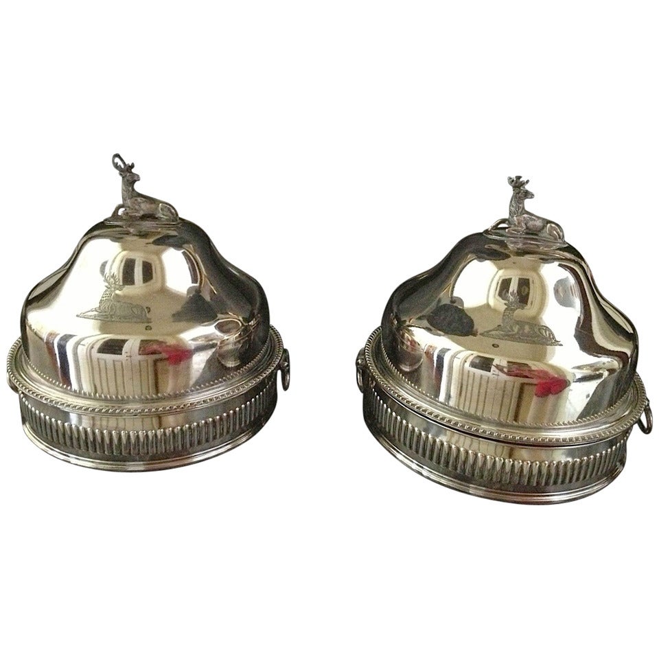 Pair of Silver Sheffield Food Warmers For Sale