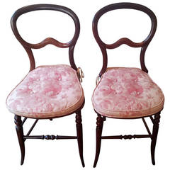 Pair of Mahogany Balloon-Back Chairs/Bennison Seats