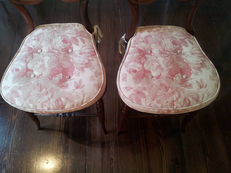 British Pair of Mahogany Balloon-Back Chairs/Bennison Seats For Sale