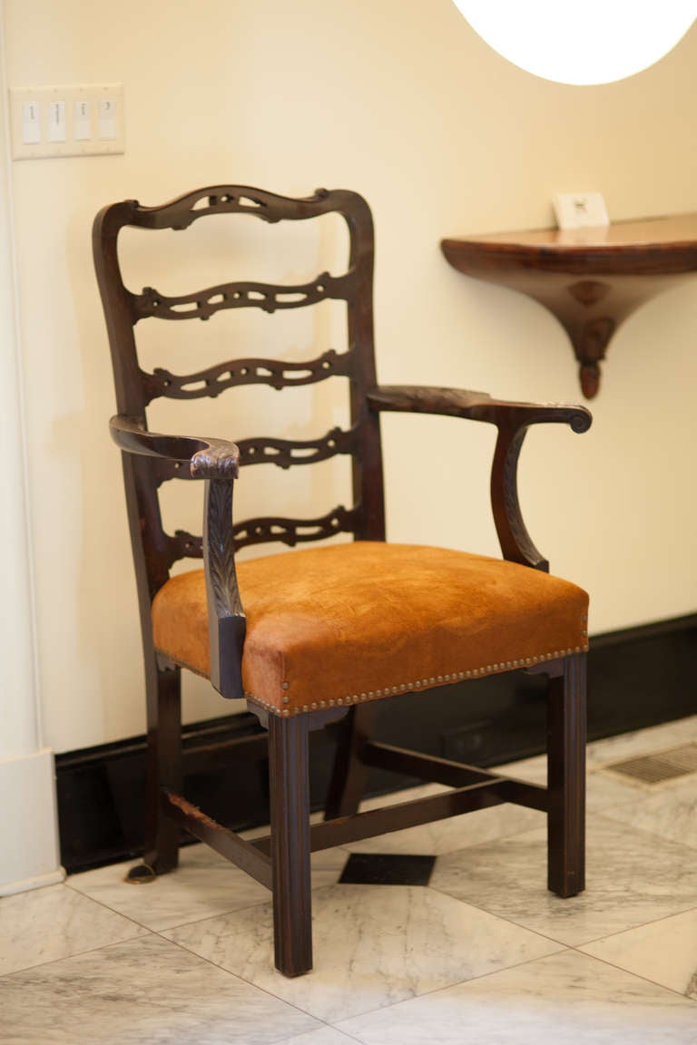 Pair of Mahogany Ladder Back Elbow Chairs