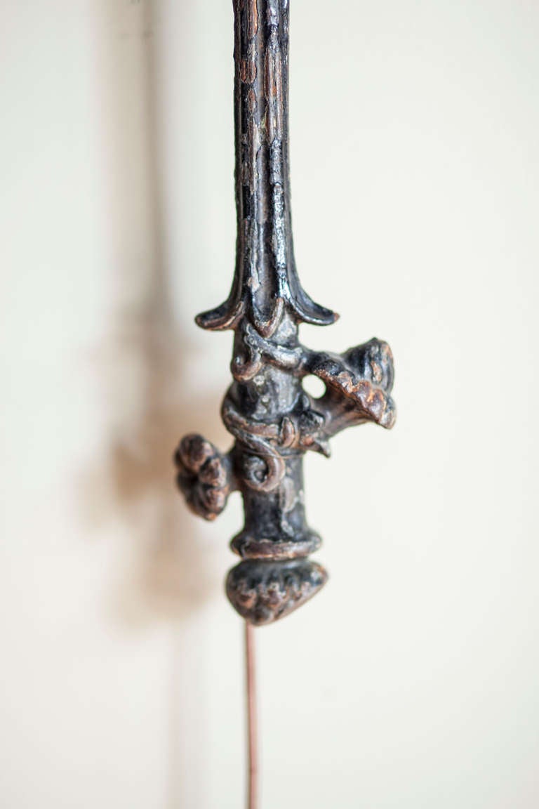 Pair of French Iron Sconces In Distressed Condition In Savannah, GA