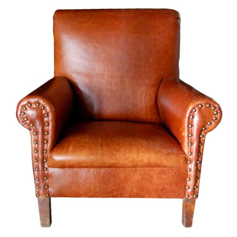 Child's Leather Club Chair For Sale