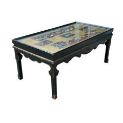Chinese Screen Cocktail Table with Lacquer Base