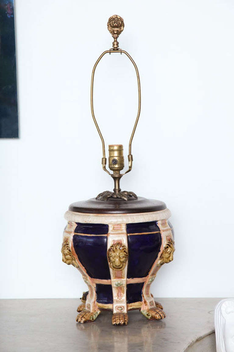 English Pair of Mintons Porcelain Urns Now Mounted as Lamps For Sale