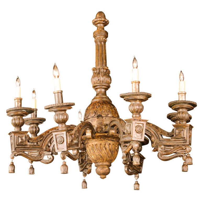 Fine Italian Neoclassic Giltwood Eight-Arm Chandelier, Late 18th Century For Sale