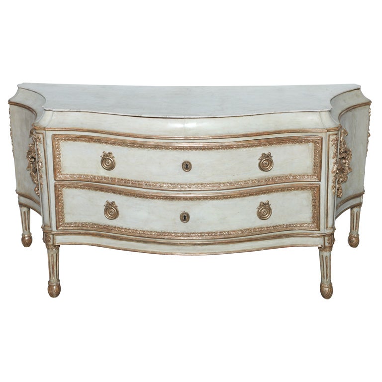Important Italian Neoclassic Painted and Parcel-Gilt Commode For Sale