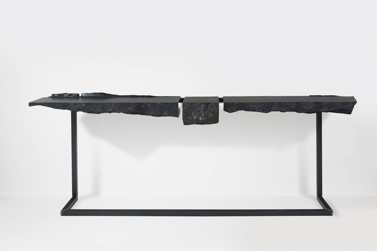 High console in black stone by Gerard Kuijpers