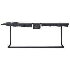 High console in black stone by Gerard Kuijpers