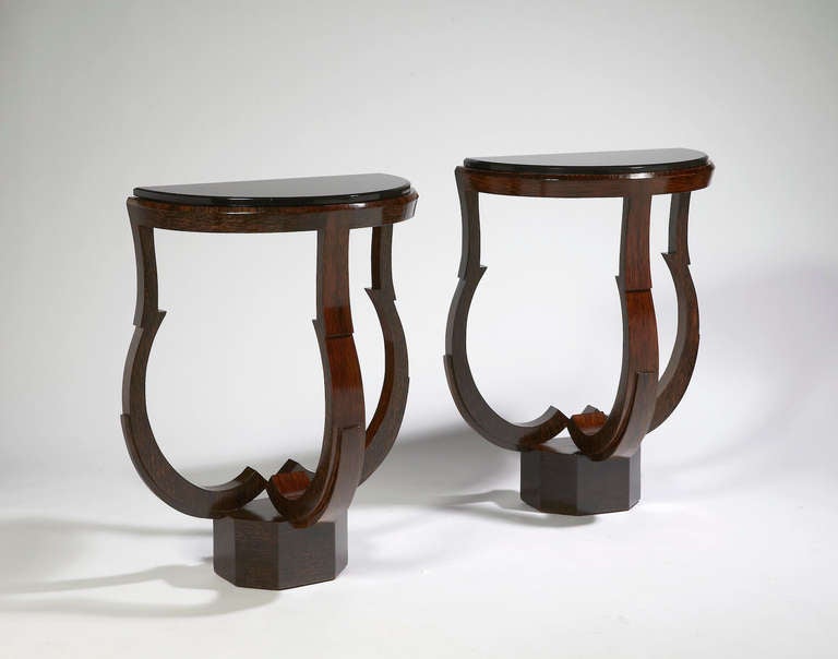 Semi-circle black glass top