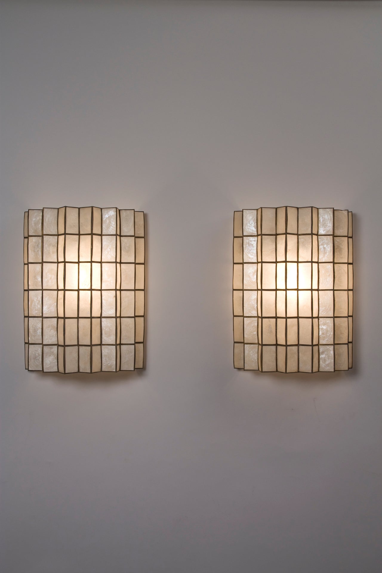 Pair of Capiz Shell Wall Sconces