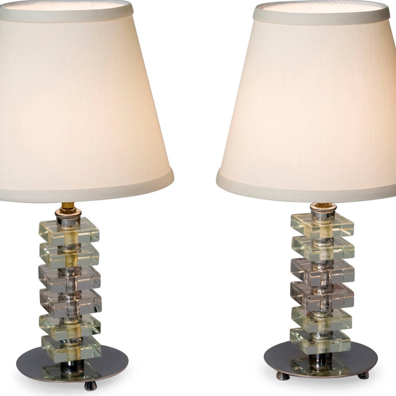 Stacked Glass Boudoir Table Lamps In Good Condition For Sale In Brooklyn, NY