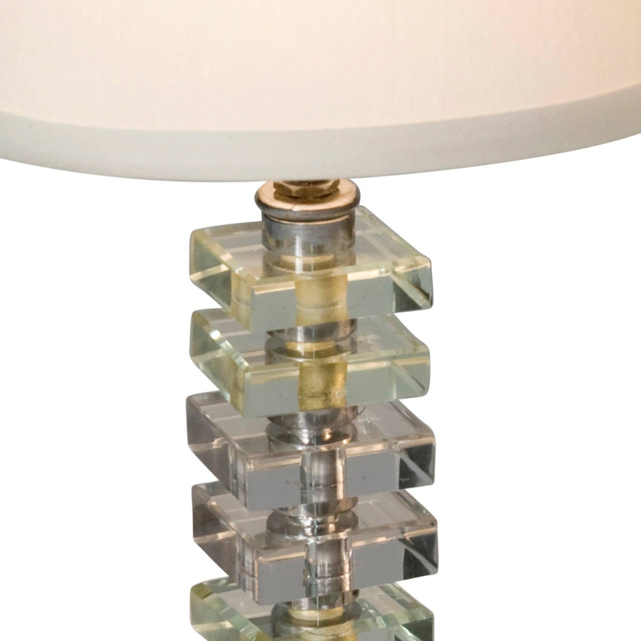 Mid-20th Century Stacked Glass Boudoir Table Lamps For Sale
