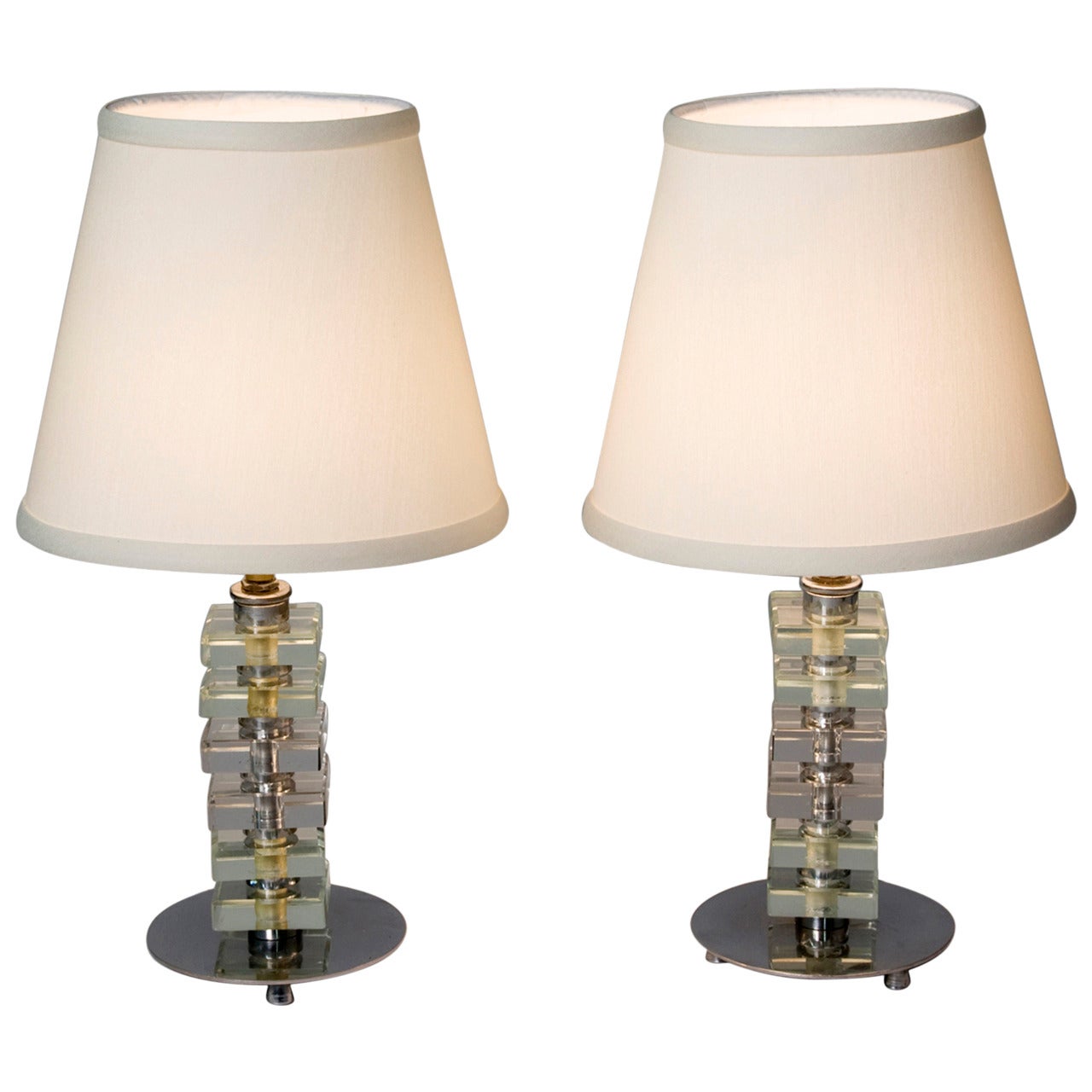Stacked Glass Boudoir Table Lamps For Sale
