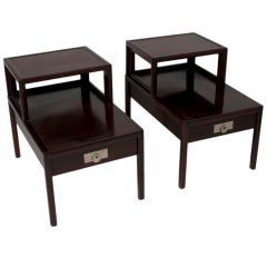 Pair of Step Mahogany End Tables by Michael Taylor