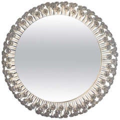 Flower Burst Circular/Round Illuminated/Lit Mirror