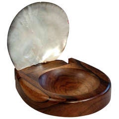 Shell and Walnut Hinged Container