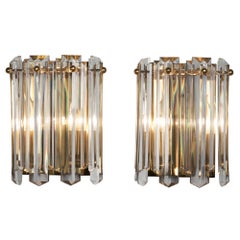 Kalmar Hanging Crystal Sconces, Pair