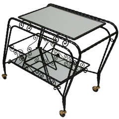 Iron and Mirror Serving Cart