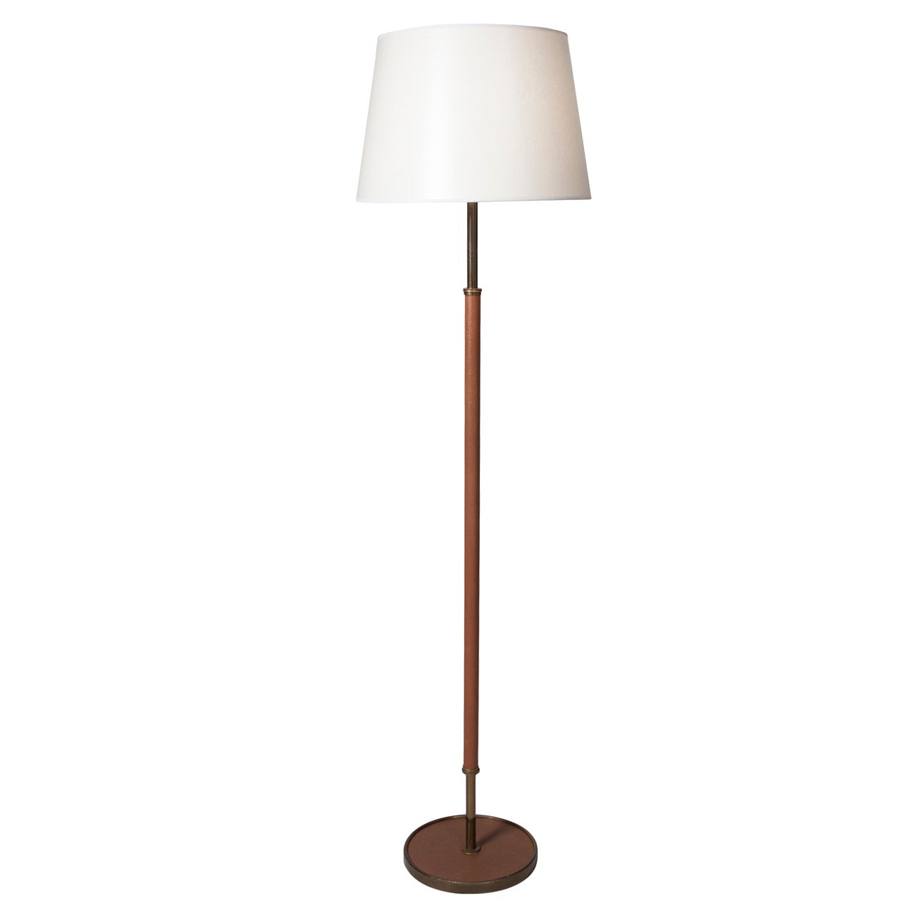 50s French Textured Leather Floor Lamp