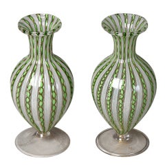 Pair of Zanfirico Glass Vases by AVEM