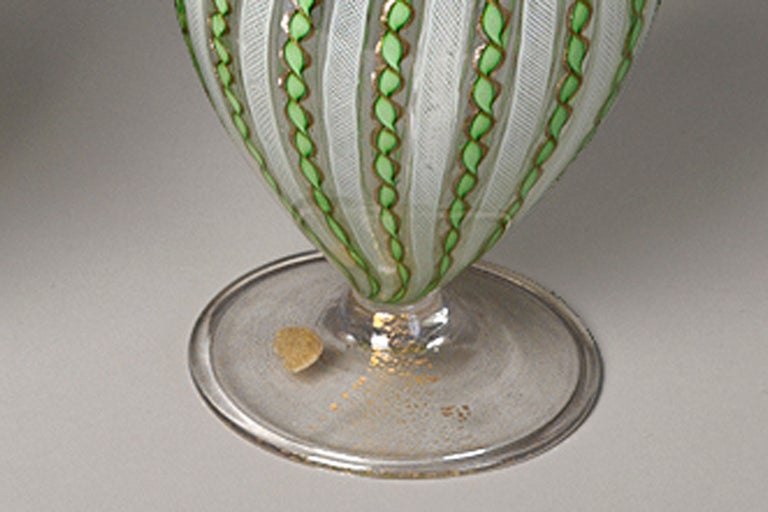 Mid-20th Century Pair of Zanfirico Glass Vases by AVEM