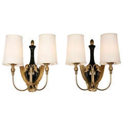 Carved Gilt Wood Wall Sconces, Pair