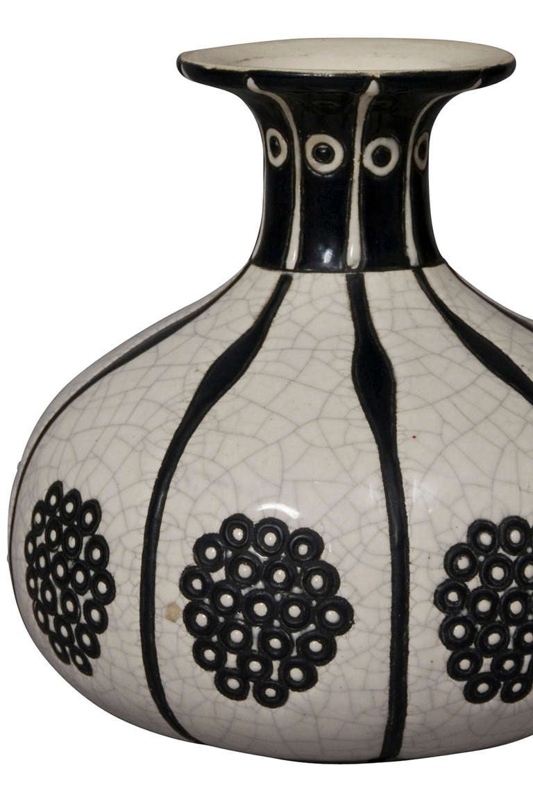 Crackle Glaze Vase by Longwy In Excellent Condition In Brooklyn, NY